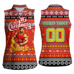 Personalized Suns Rugby Xmas Women Sleeveless Polo Shirt Australia AFL Mascot