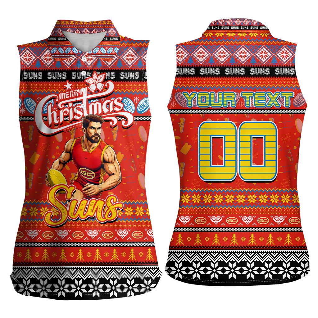 Personalized Suns Rugby Xmas Women Sleeveless Polo Shirt Australia AFL Mascot