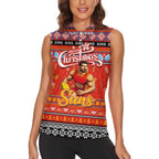 Personalized Suns Rugby Xmas Women Sleeveless Polo Shirt Australia AFL Mascot