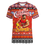 Personalized Suns Rugby Xmas Women V-Neck T-Shirt Australia AFL Mascot