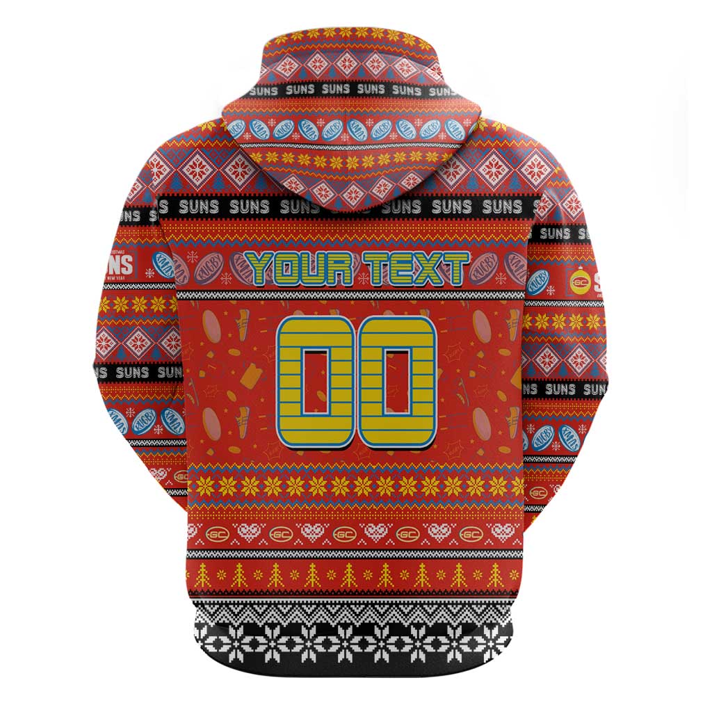 Personalized Suns Rugby Xmas Zip Hoodie Australia AFL Mascot