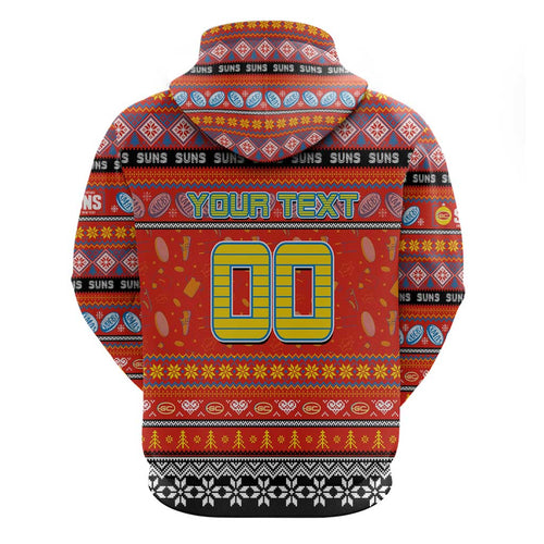 Personalized Suns Rugby Xmas Zip Hoodie Australia AFL Mascot