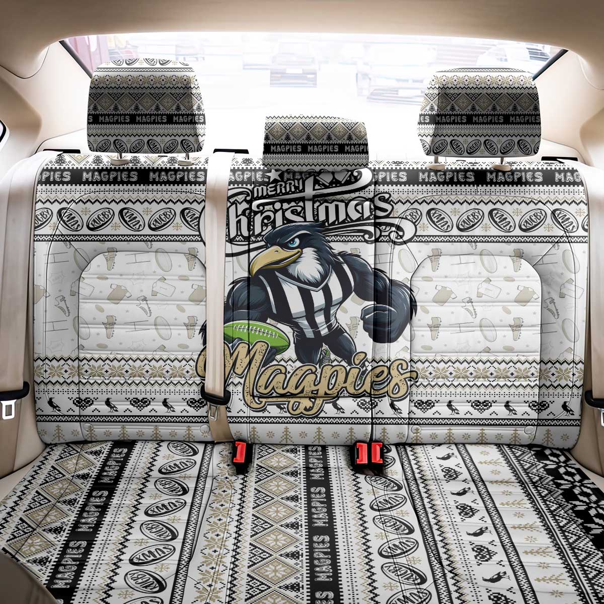 Magpies Football Xmas Back Car Seat Cover Australia AFL Mascot
