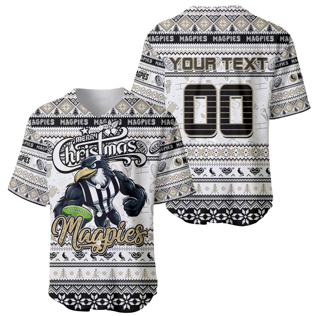 Personalized Magpies Rugby Xmas Baseball Jersey Australia AFL Mascot