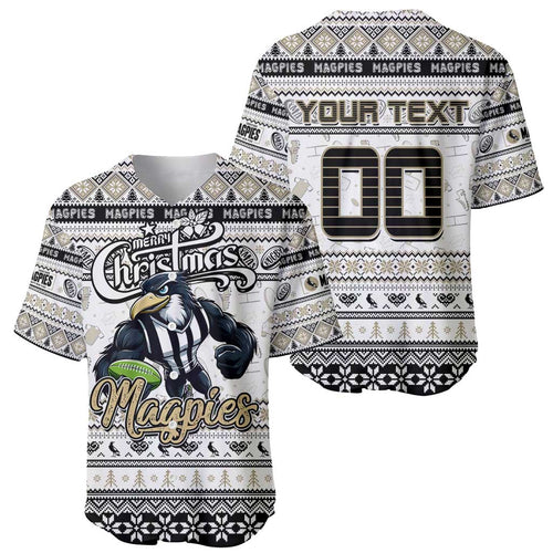 Personalized Magpies Rugby Xmas Baseball Jersey Australia AFL Mascot