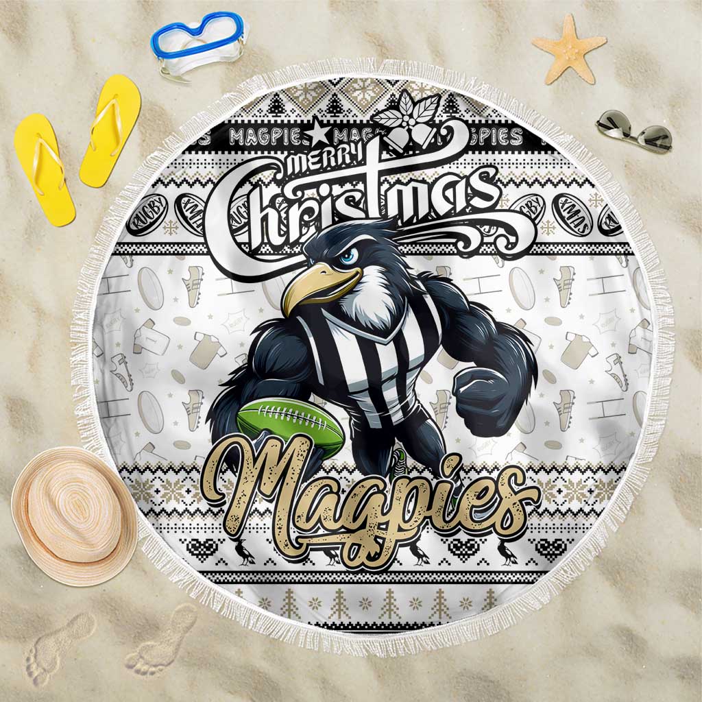 Magpies Football Xmas Beach Blanket Australia AFL Mascot