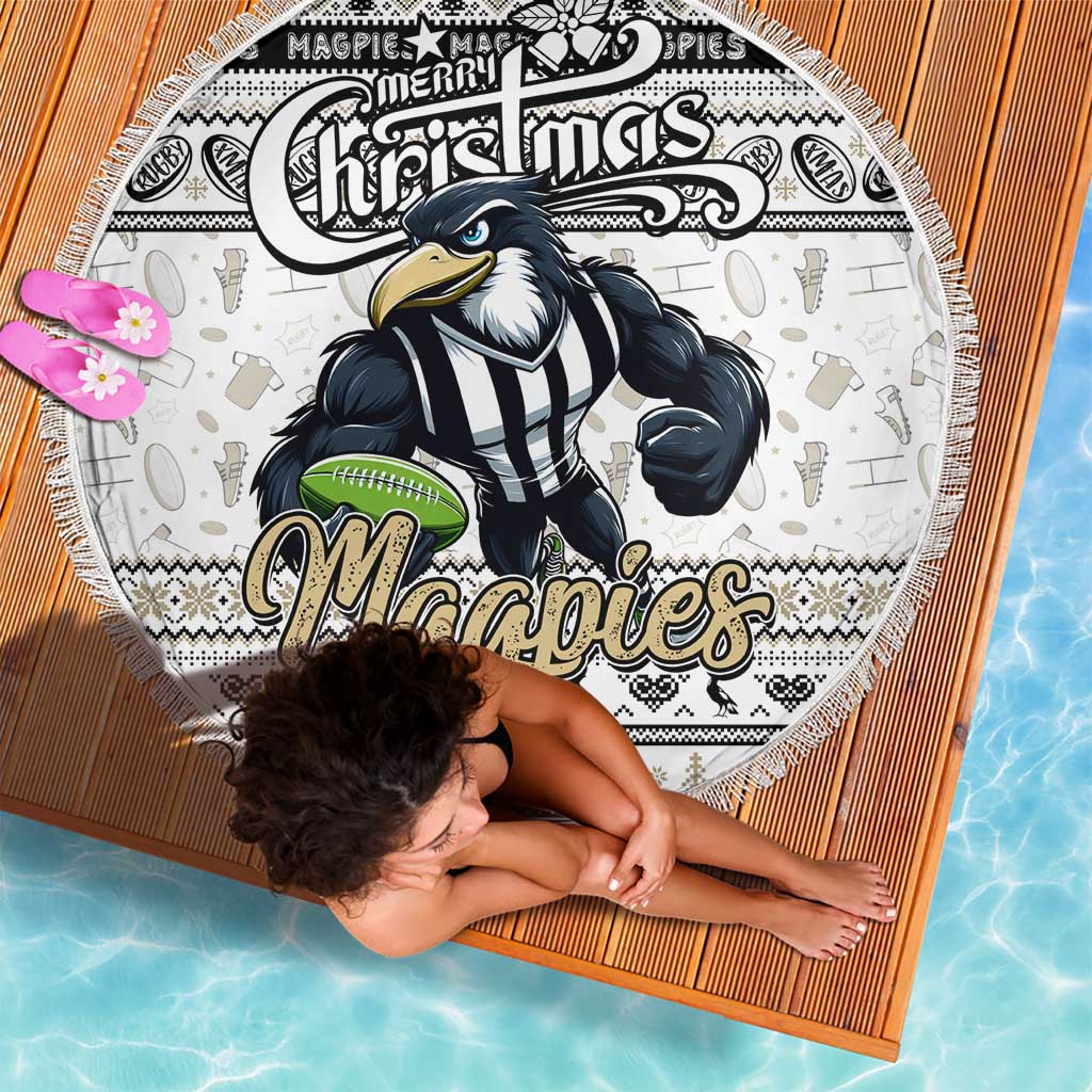 Magpies Football Xmas Beach Blanket Australia AFL Mascot