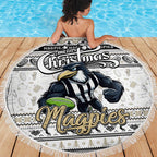 Magpies Football Xmas Beach Blanket Australia AFL Mascot