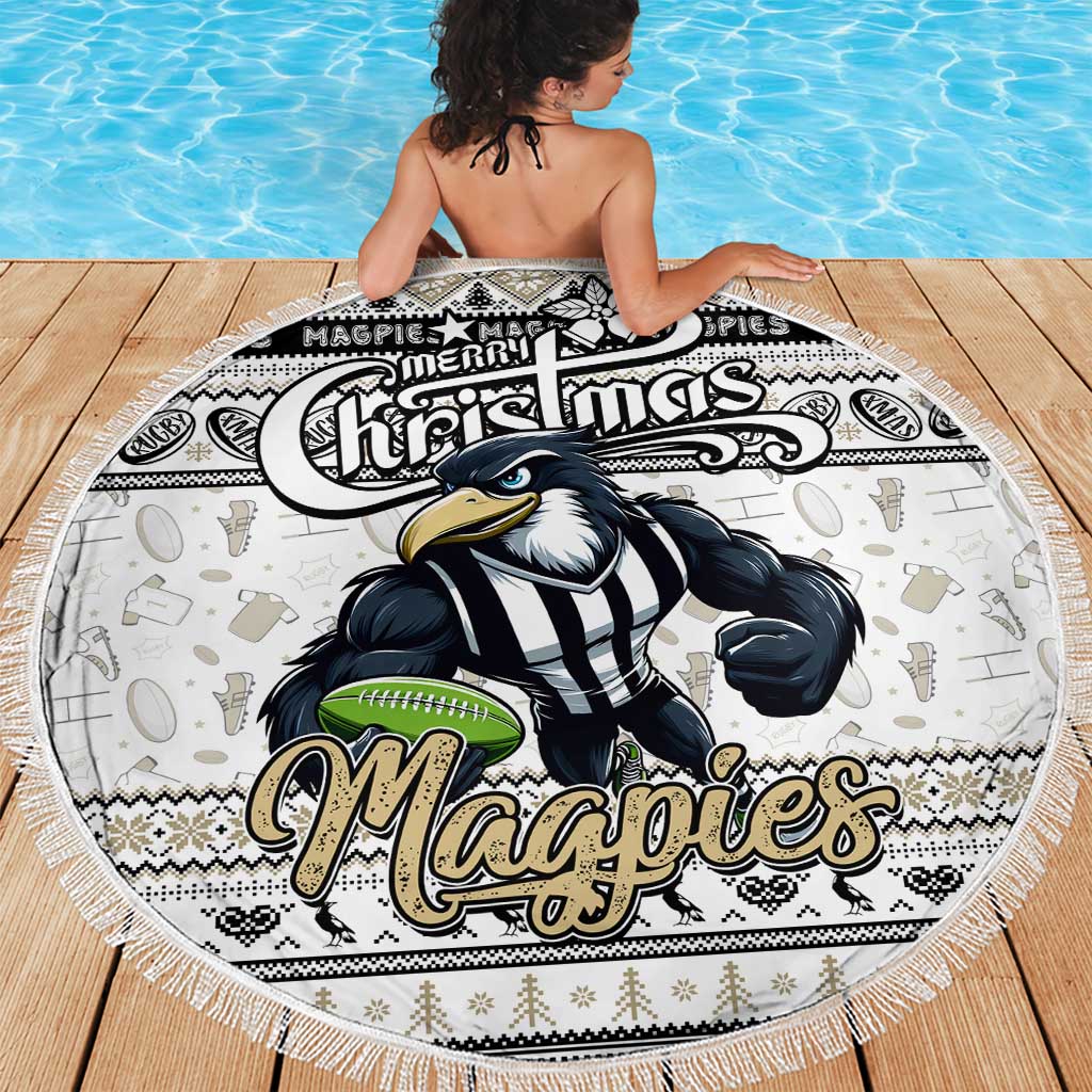 Magpies Football Xmas Beach Blanket Australia AFL Mascot