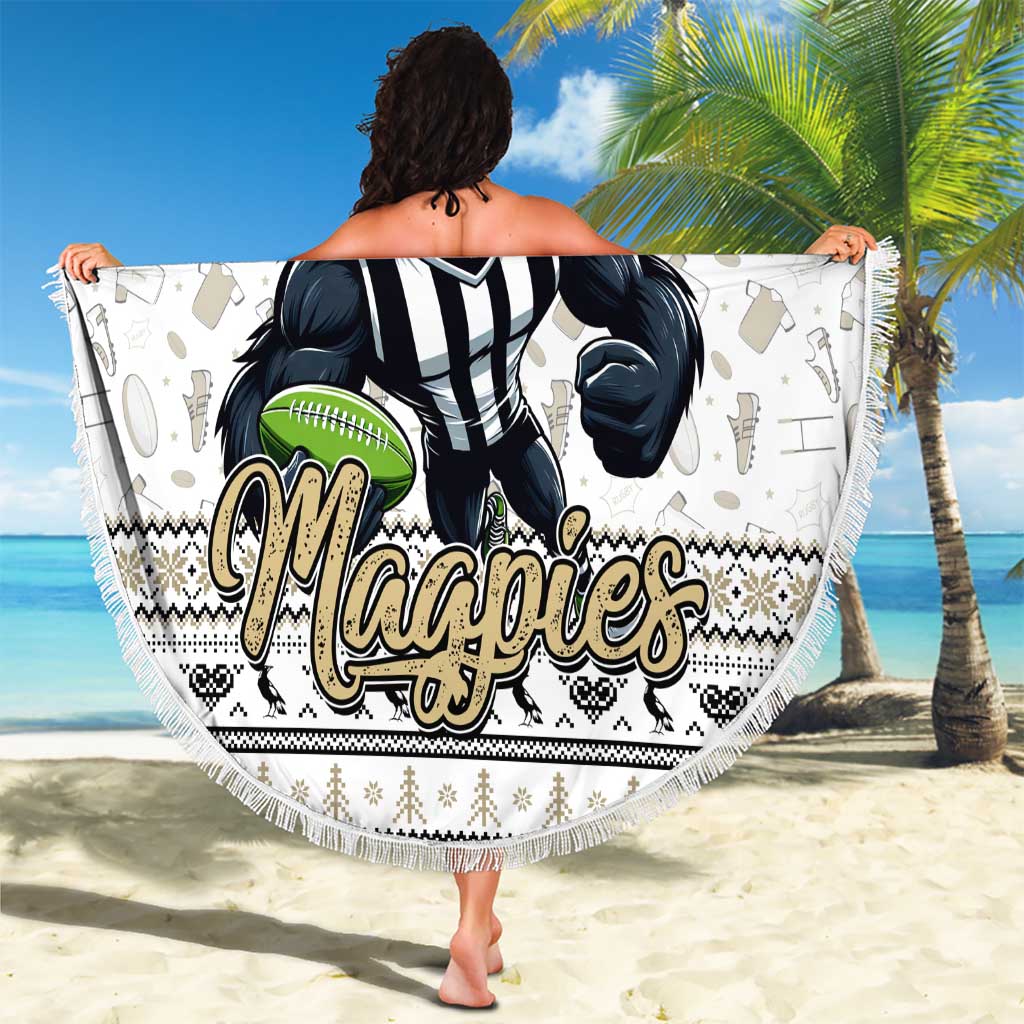 Magpies Football Xmas Beach Blanket Australia AFL Mascot