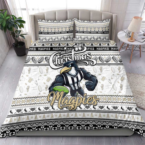 Magpies Football Xmas Bedding Set Australia AFL Mascot