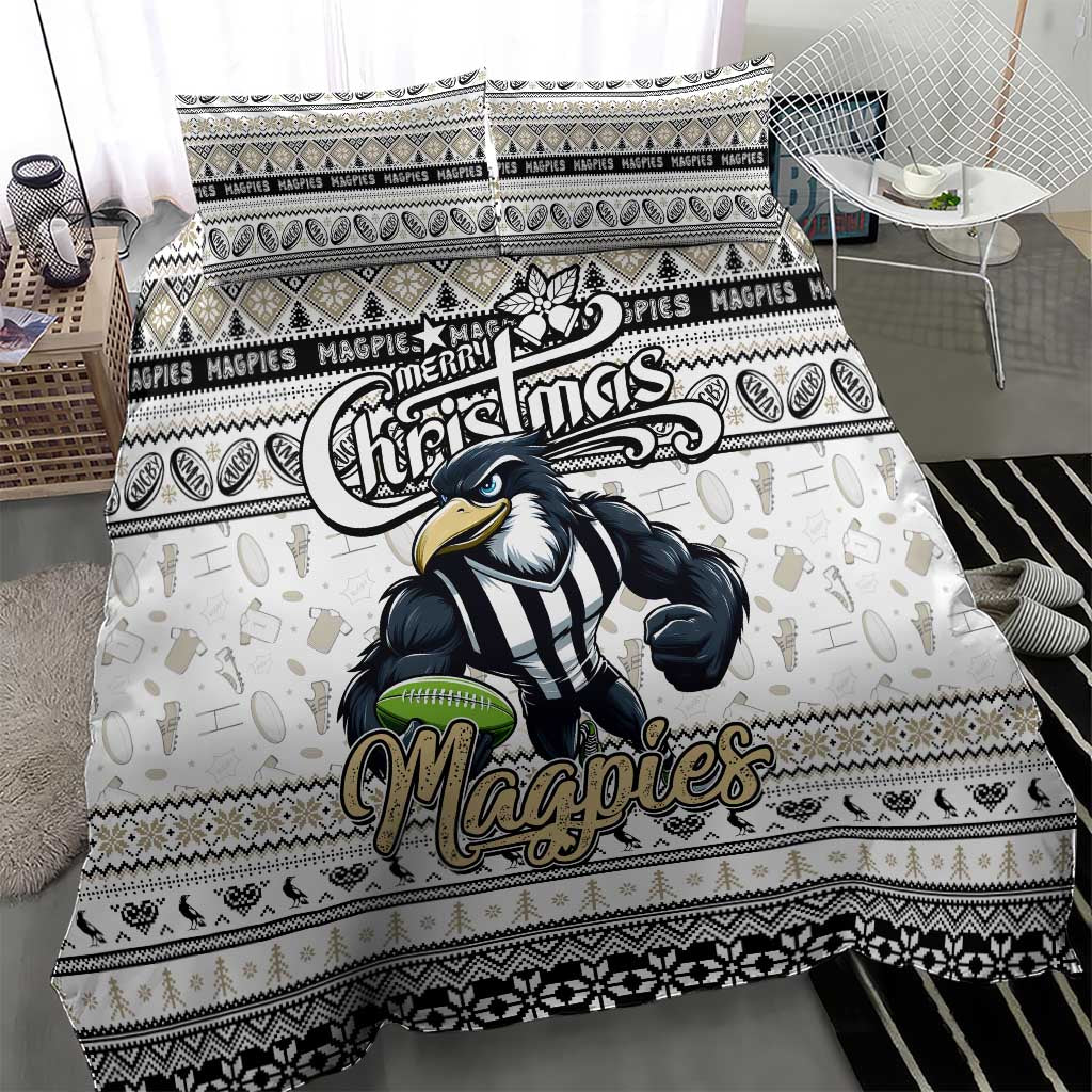Magpies Football Xmas Bedding Set Australia AFL Mascot