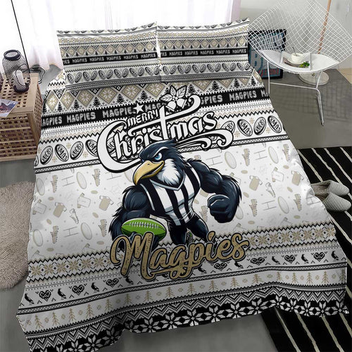 Magpies Football Xmas Bedding Set Australia AFL Mascot