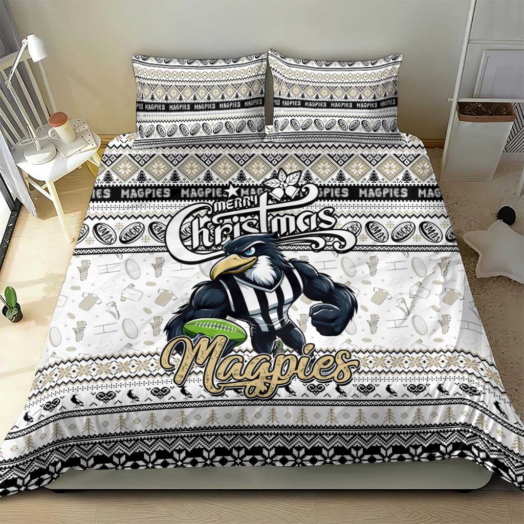 Magpies Football Xmas Bedding Set Australia AFL Mascot