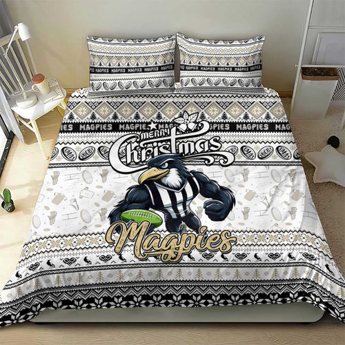 Magpies Football Xmas Bedding Set Australia AFL Mascot