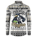 Personalized Magpies Rugby Xmas Button Sweatshirt Australia AFL Mascot