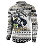 Personalized Magpies Rugby Xmas Button Sweatshirt Australia AFL Mascot