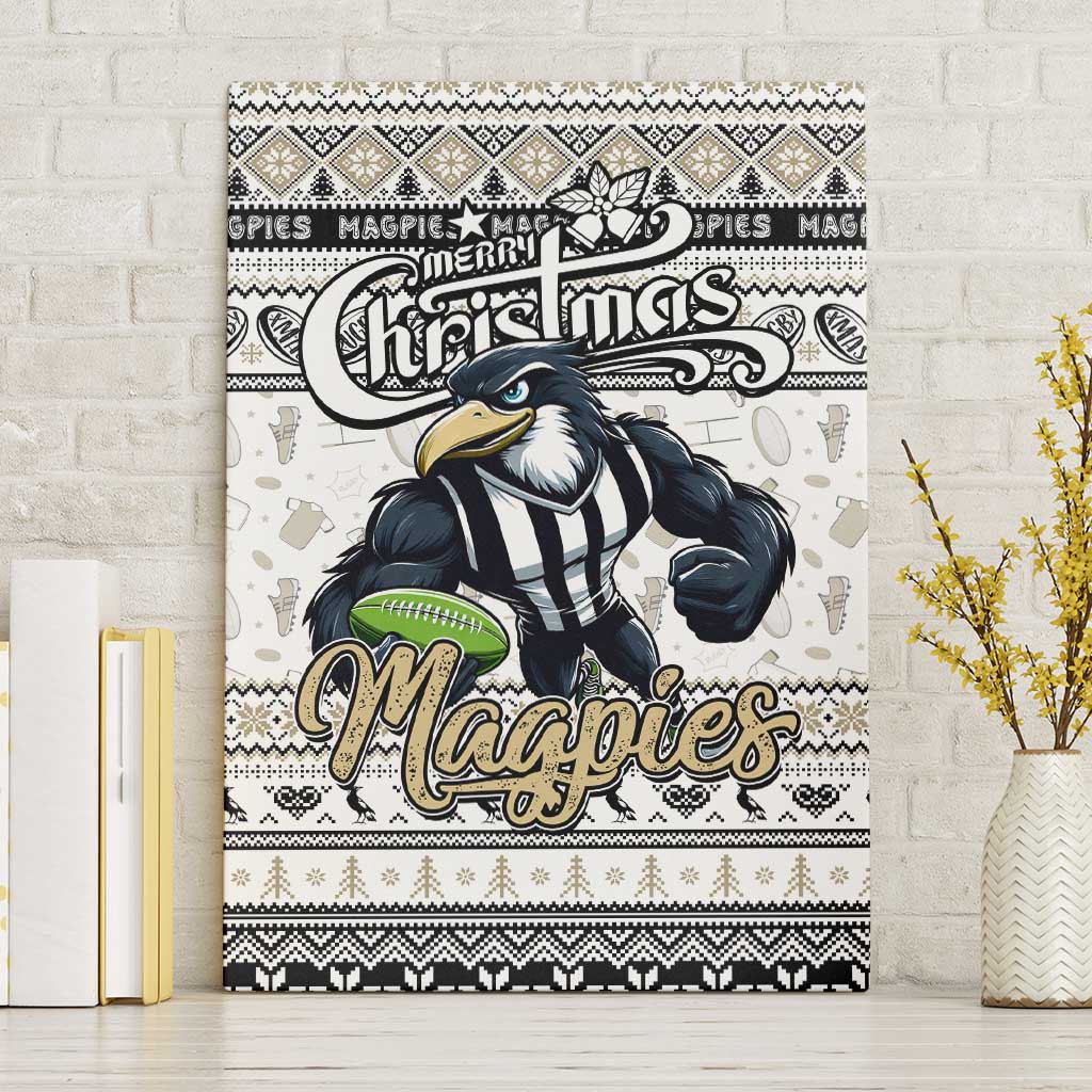 Magpies Football Xmas Canvas Wall Art Australia AFL Mascot