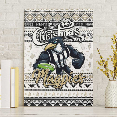 Magpies Football Xmas Canvas Wall Art Australia AFL Mascot