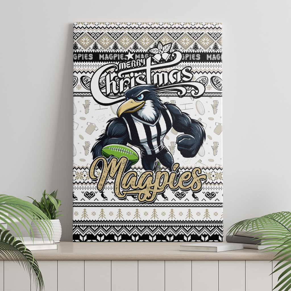 Magpies Football Xmas Canvas Wall Art Australia AFL Mascot