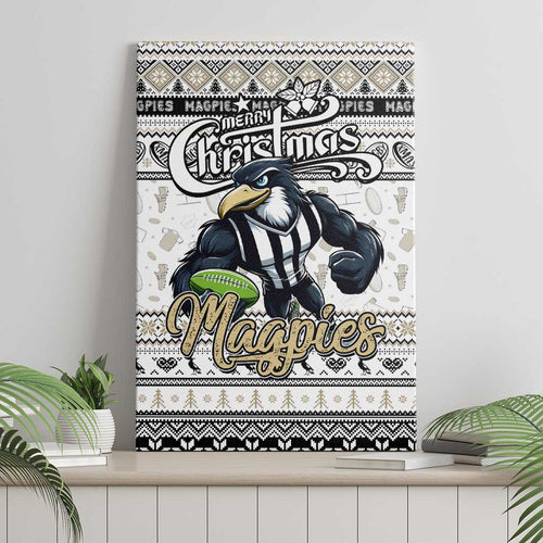 Magpies Football Xmas Canvas Wall Art Australia AFL Mascot