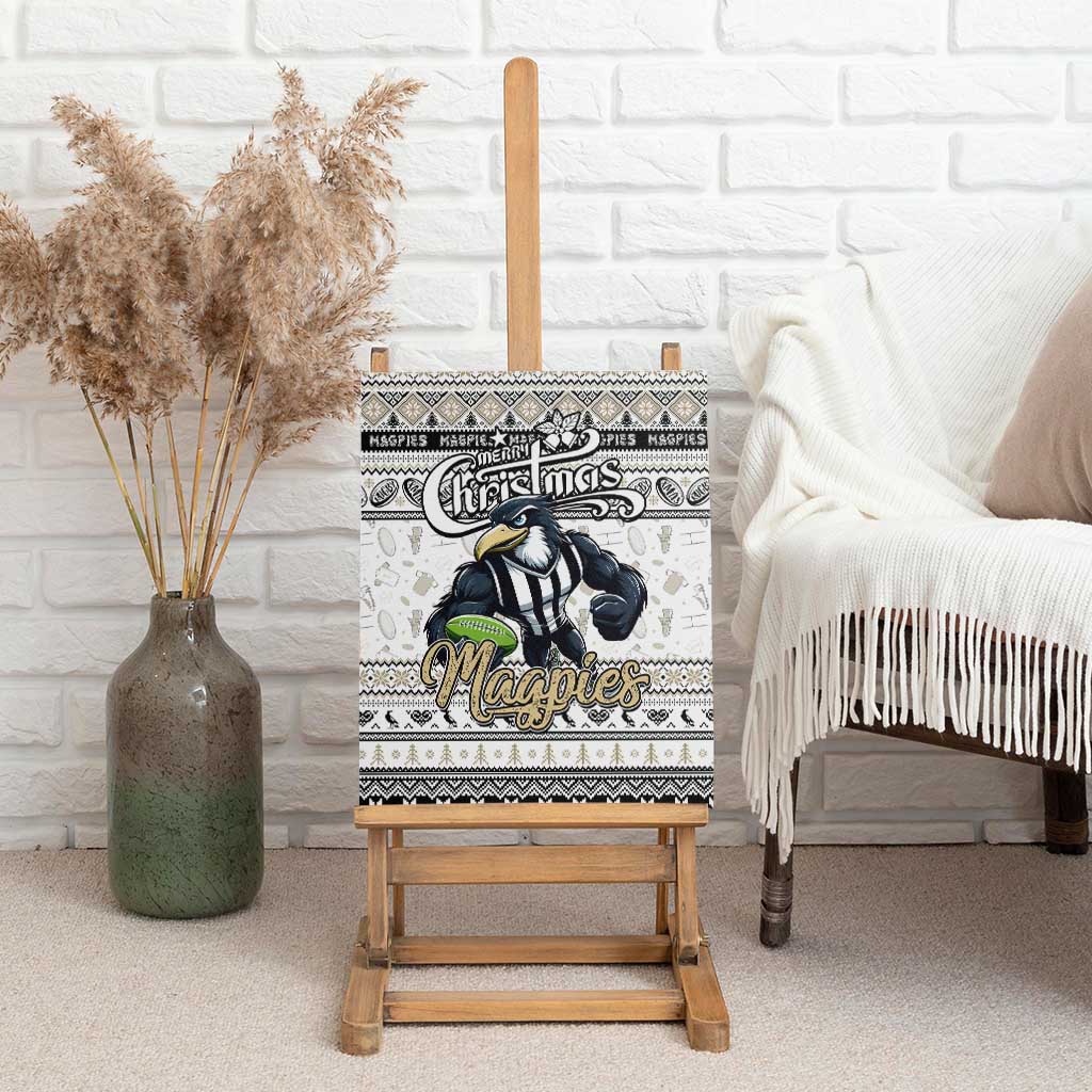 Magpies Football Xmas Canvas Wall Art Australia AFL Mascot