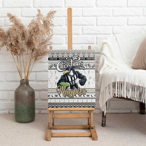 Magpies Football Xmas Canvas Wall Art Australia AFL Mascot