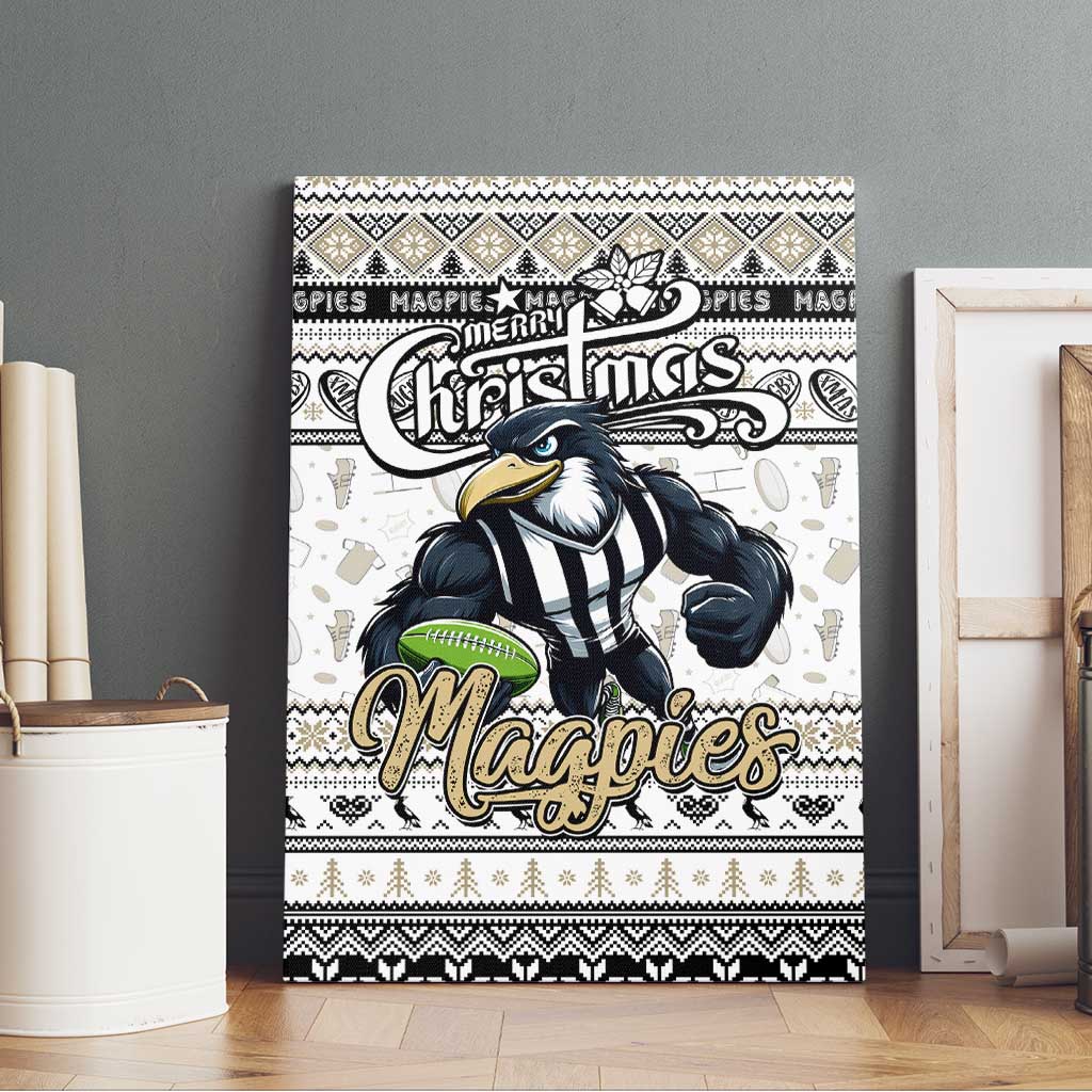 Magpies Football Xmas Canvas Wall Art Australia AFL Mascot