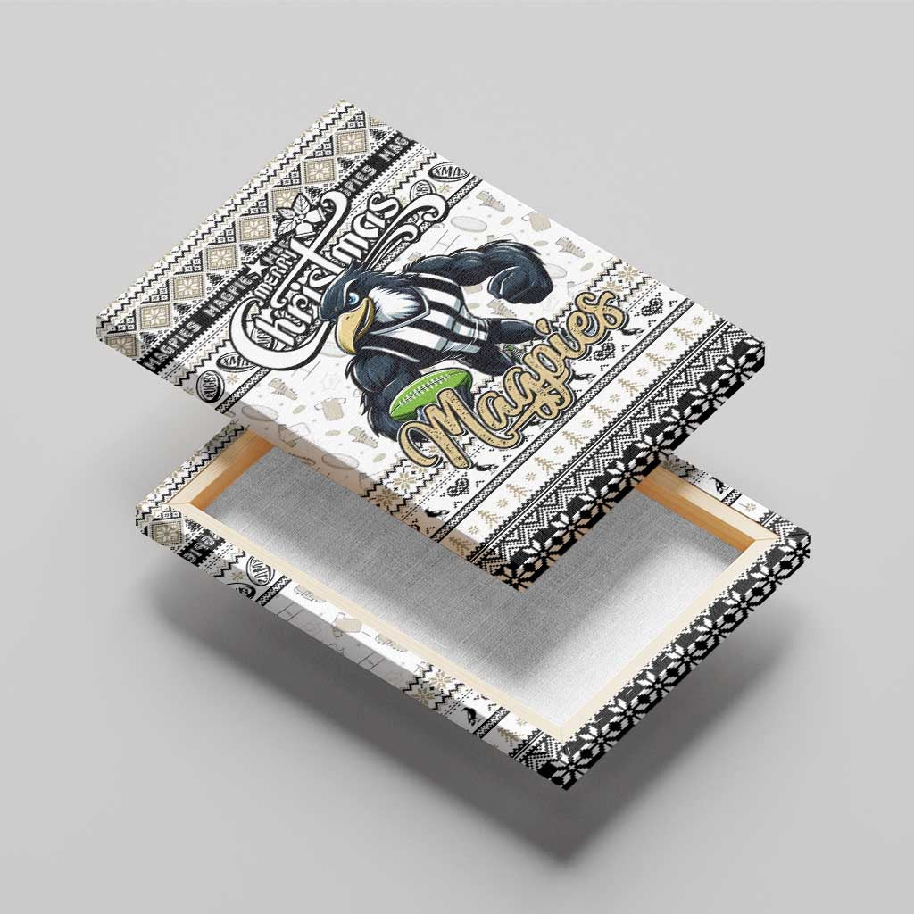 Magpies Football Xmas Canvas Wall Art Australia AFL Mascot