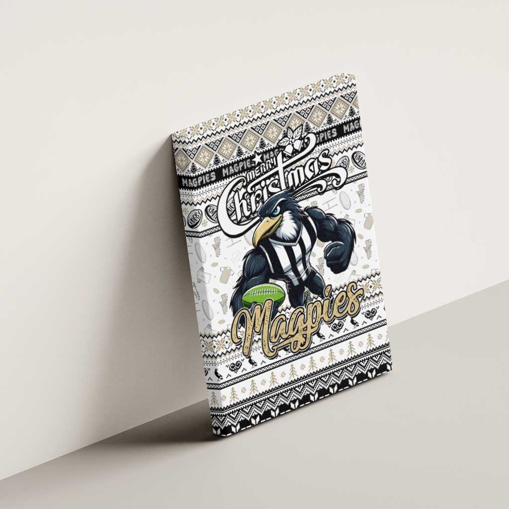 Magpies Football Xmas Canvas Wall Art Australia AFL Mascot