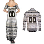 Personalized Magpies Rugby Xmas Couples Matching Summer Maxi Dress and Long Sleeve Button Shirt Australia AFL Mascot