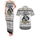 Personalized Magpies Rugby Xmas Couples Matching Tank Maxi Dress and Hawaiian Shirt Australia AFL Mascot