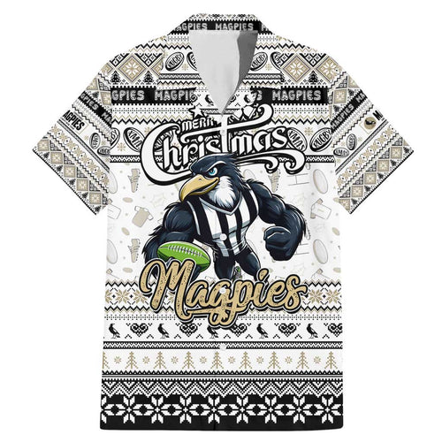 Personalized Magpies Rugby Xmas Family Matching Mermaid Dress and Hawaiian Shirt Australia AFL Mascot