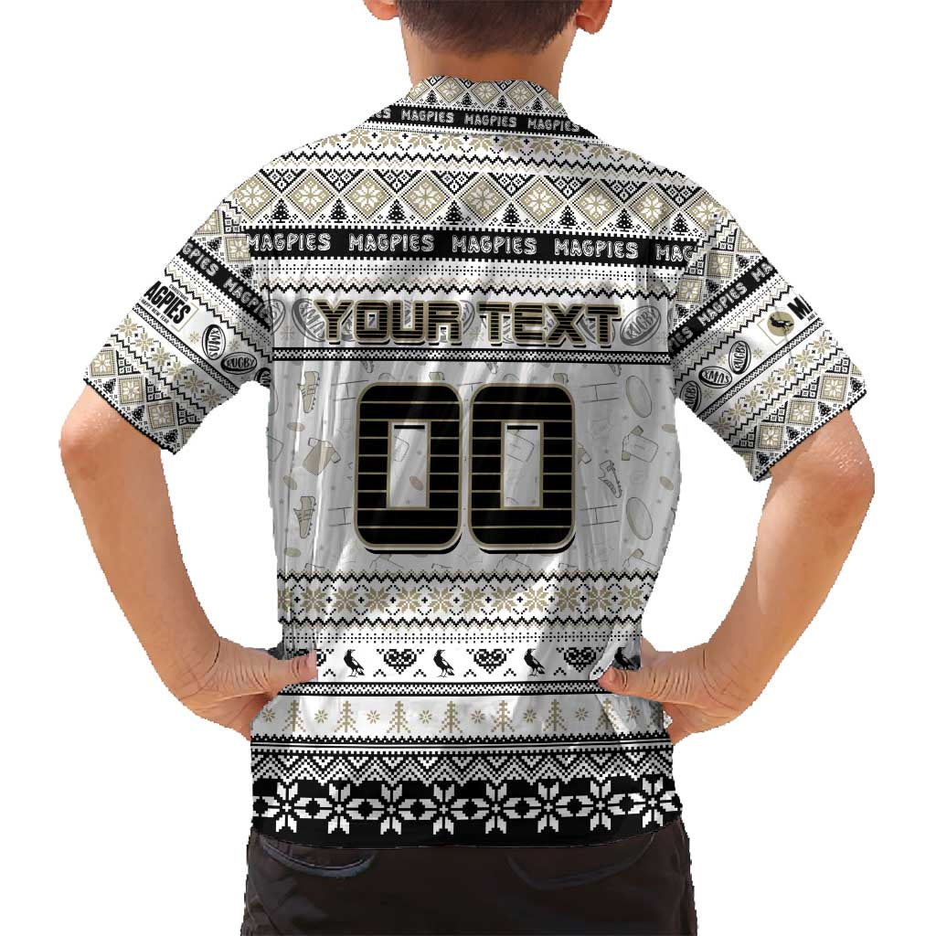 Personalized Magpies Rugby Xmas Family Matching Puletasi and Hawaiian Shirt Australia AFL Mascot