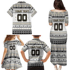 Personalized Magpies Rugby Xmas Family Matching Puletasi and Hawaiian Shirt Australia AFL Mascot