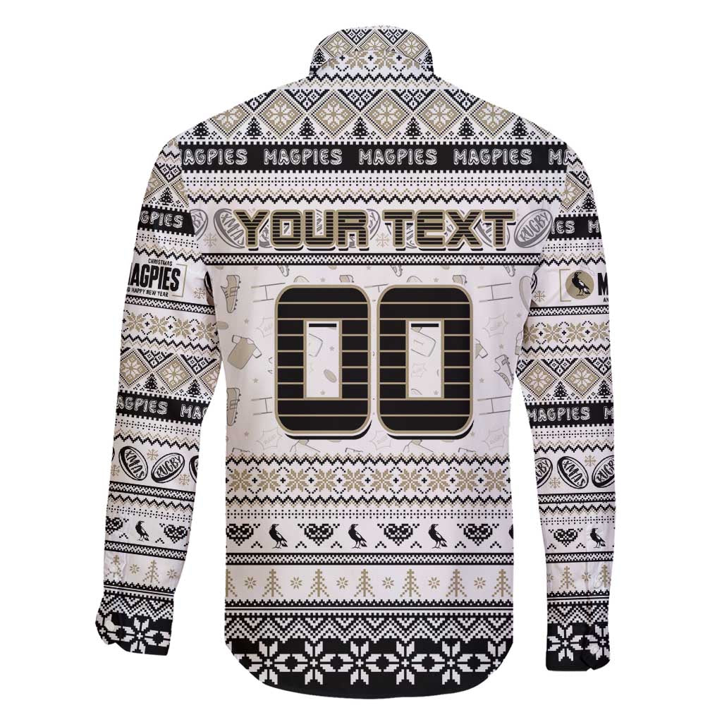 Personalized Magpies Rugby Xmas Family Matching Puletasi and Hawaiian Shirt Australia AFL Mascot
