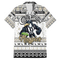 Personalized Magpies Rugby Xmas Family Matching Short Sleeve Bodycon Dress and Hawaiian Shirt Australia AFL Mascot