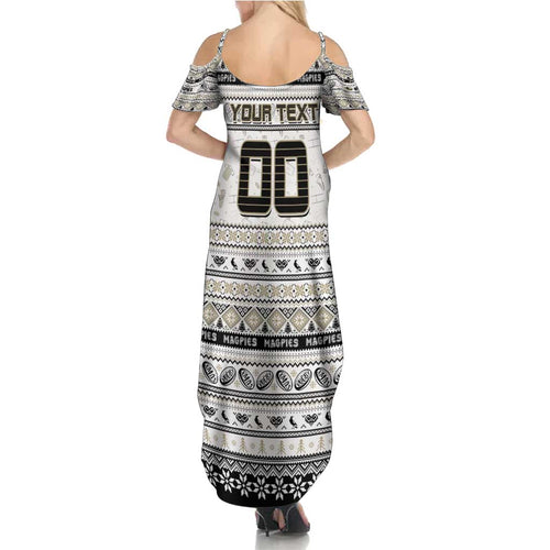 Personalized Magpies Rugby Xmas Family Matching Summer Maxi Dress and Hawaiian Shirt Australia AFL Mascot