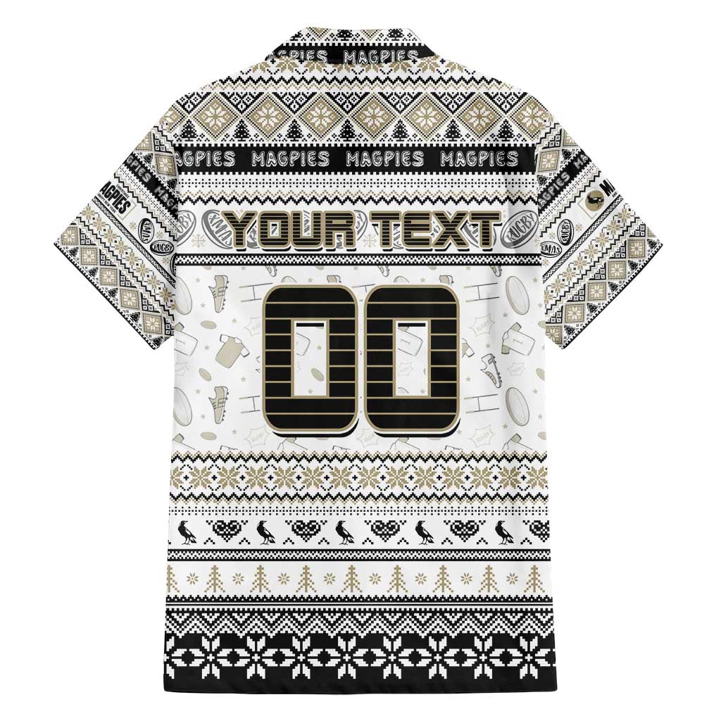 Personalized Magpies Rugby Xmas Family Matching Tank Maxi Dress and Hawaiian Shirt Australia AFL Mascot