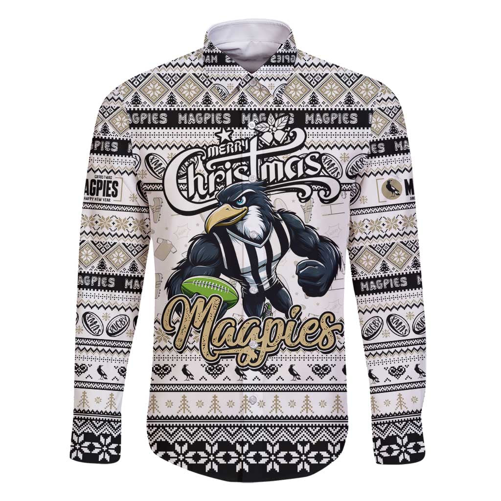 Personalized Magpies Rugby Xmas Family Matching Tank Maxi Dress and Hawaiian Shirt Australia AFL Mascot