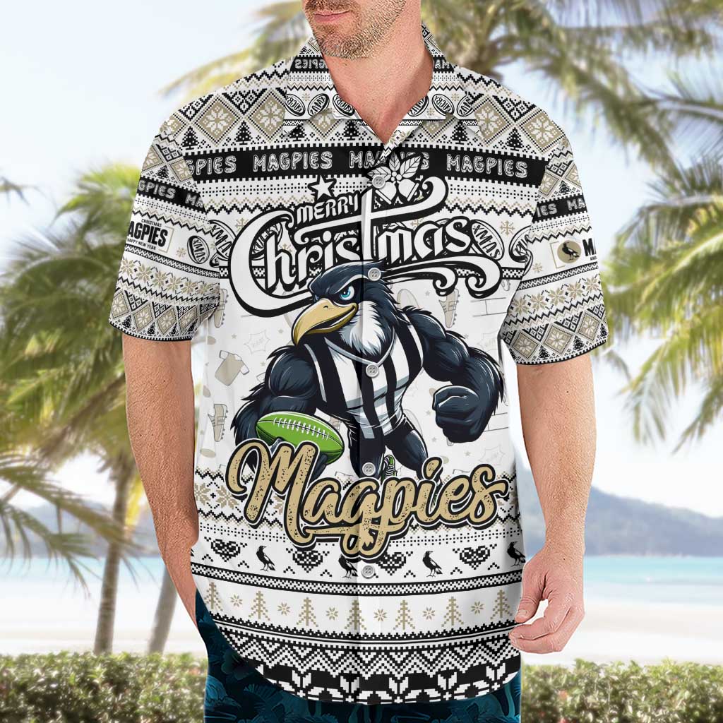 Personalized Magpies Rugby Xmas Hawaiian Shirt Australia AFL Mascot