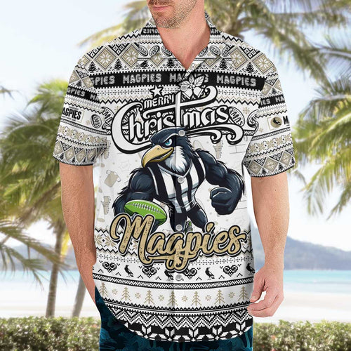 Personalized Magpies Rugby Xmas Hawaiian Shirt Australia AFL Mascot