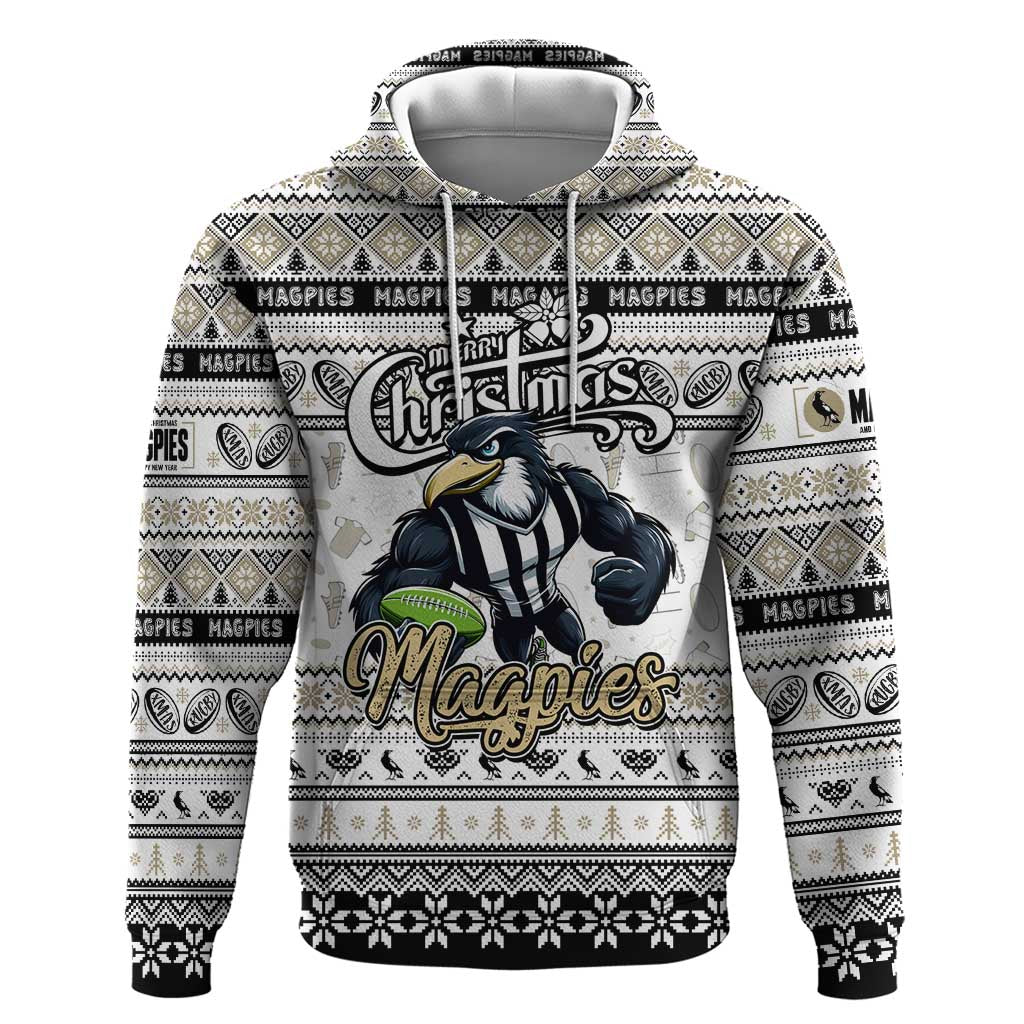 Personalized Magpies Rugby Xmas Hoodie Australia AFL Mascot