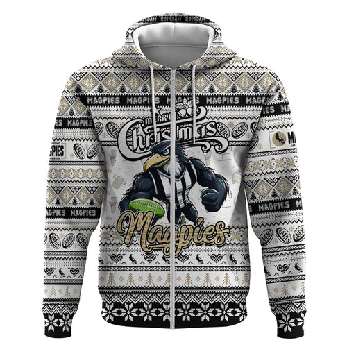 Personalized Magpies Rugby Xmas Hoodie Australia AFL Mascot