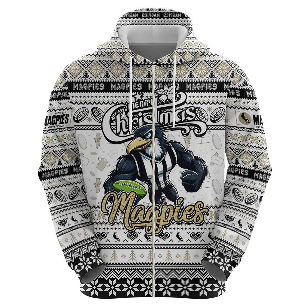 Personalized Magpies Rugby Xmas Hoodie Australia AFL Mascot