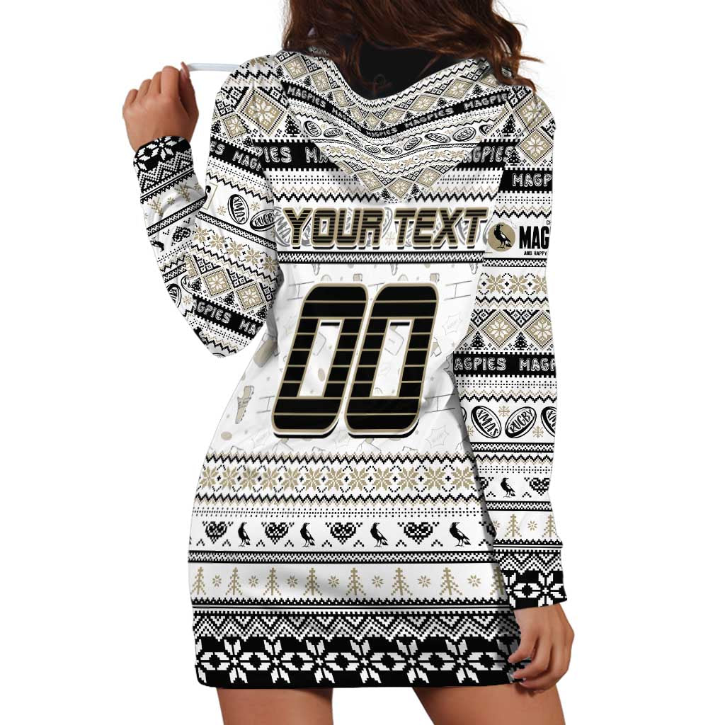 Personalized Magpies Rugby Xmas Hoodie Dress Australia AFL Mascot
