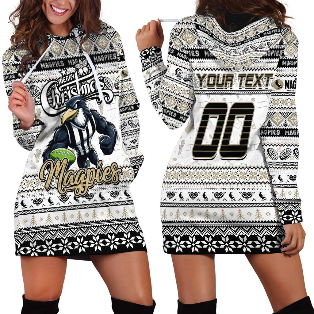 Personalized Magpies Rugby Xmas Hoodie Dress Australia AFL Mascot