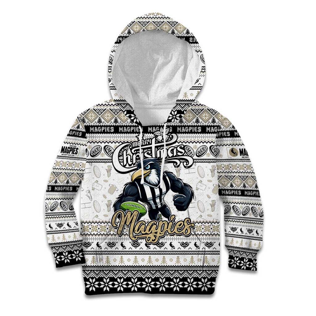 Personalized Magpies Rugby Xmas Kid Hoodie Australia AFL Mascot
