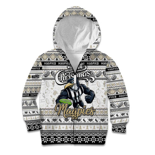 Personalized Magpies Rugby Xmas Kid Hoodie Australia AFL Mascot