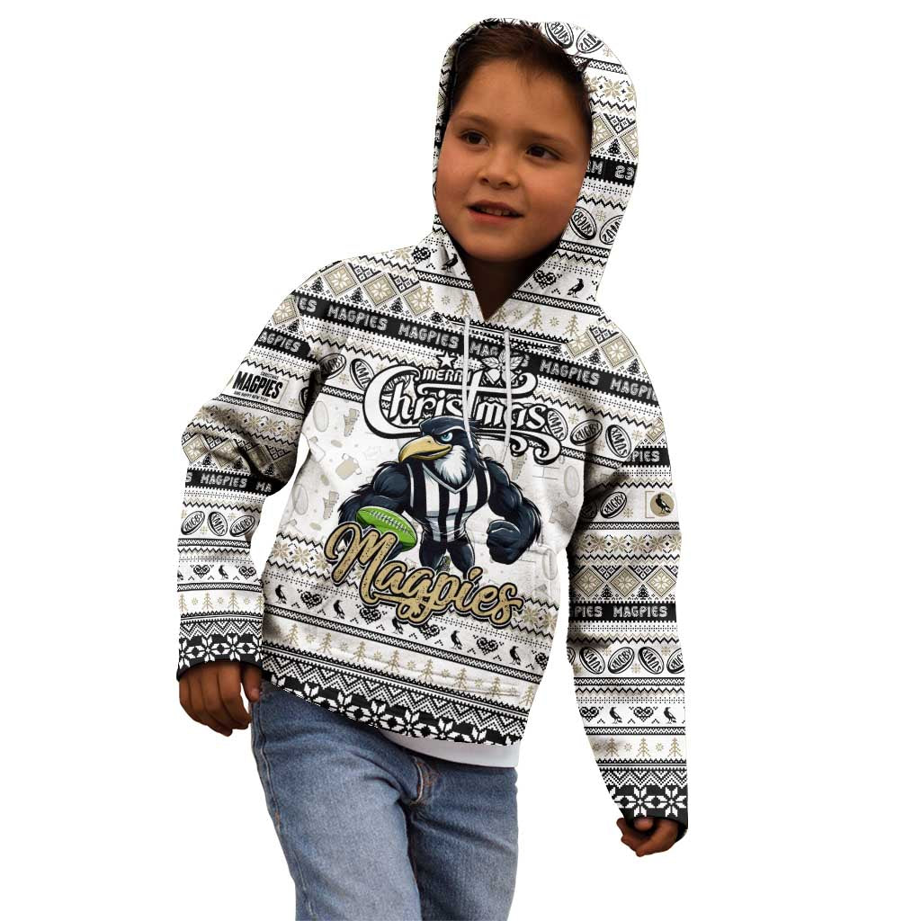 Personalized Magpies Rugby Xmas Kid Hoodie Australia AFL Mascot